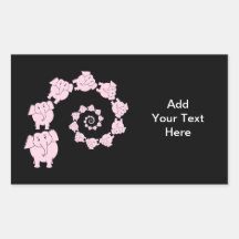 Pink elephant spiral. rectangle stickers