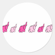 Pink Elephants Round Sticker