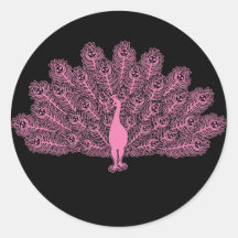 Pink Evil Peacock Round Sticker
