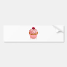 Pink fairy cake cupcake with cherry bumper sticker