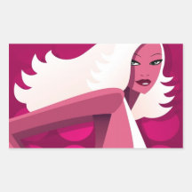Pink Fashion Retro Rectangular Stickers