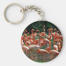 Pink Flamingo group, lots of flamingoes picture! Key Chain