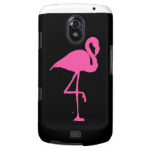 Pink Flamingo on Black Background Samsung Galaxy Nexus Covers