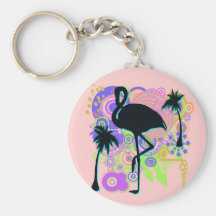 Pink Flamingo Silhouette Keychain