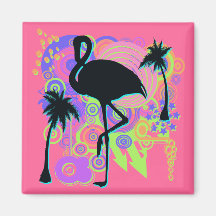 Pink Flamingo Silhouette Refrigerator Magnet
