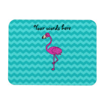 Pink flamingo turquoise chevrons flexible magnet