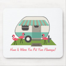 Pink Flamingos & Retro Camper Mousepad