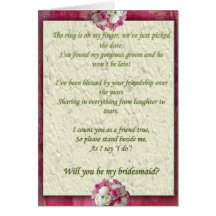 Pink floral Be my Bridesmaid Card