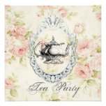 Pink Floral Bridal Shower Tea Party Invitation