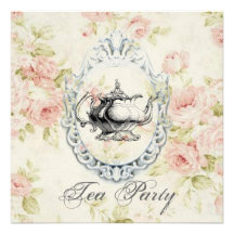 Pink Floral Bridal Shower Tea Party Invitation
