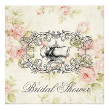 Pink Floral Bridal Shower Tea Party Invitation