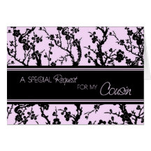Pink Floral Cousin Maid of Honour Invitation Card