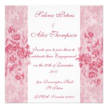 Pink Floral Engagement Invitation