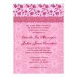 Pink Floral Lace Flowers Background Wedding 08 Custom Invitation