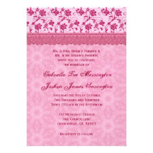 Pink Floral Lace Flowers Background Wedding 08 Custom Invitation