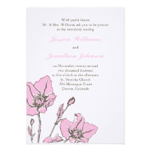 Pink Floral Wedding Personalised Invitations
