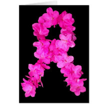 Pink Flower Breast Cancer Awareness Ribbon Cards