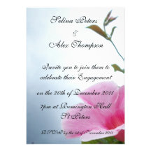 Pink Flower Engagement Invitation