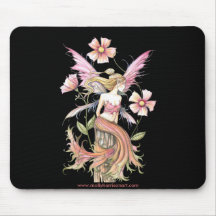 Pink Flower Fairy Art Mouse Pads