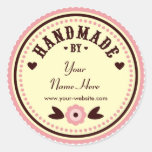 Pink Flower Handmade By Personalised Stickers
