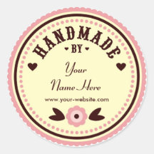 Pink Flower Handmade By Personalised Stickers