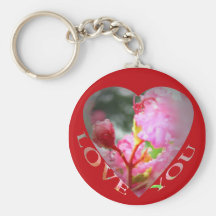 Pink Flower Heart Keychain