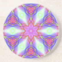 Pink flower kaleidoscope pattern. Very pretty colo Drink Coaster