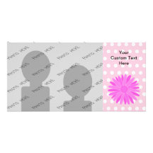 Pink Flower on Polka Dots. Customized Photo Card