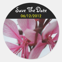 Pink Flower Save The Date Wedding Sticker