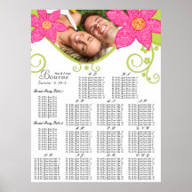 Pink Flower SeatingChart Table Number Alphabetical Print