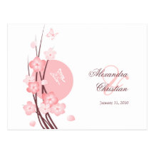 Pink Flowers Butterfly Save the Date Announcement Postcard