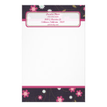 Pink Flowers Letterhead Stationery