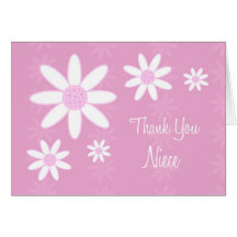 Pink Flowers Niece Thank You Flower Girl Card