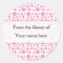 Pink Flowers Personalised Bookplates stickers