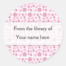 Pink Flowers Personalised Bookplates Sticker