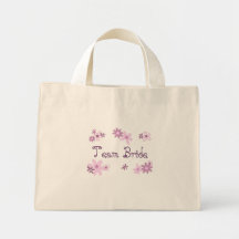 Pink Flowers Team Bride Wedding Tote Bag