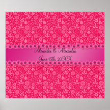 Pink flowers wedding favours poster