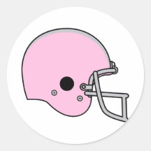 Pink Football Helmet Round Sticker