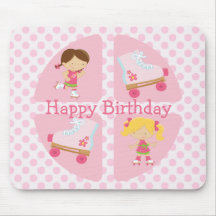 Pink Four Square Rollerskating Birthday Mousepad