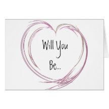 Pink Fractal Heart Be My Bridesmaid Greeting Cards