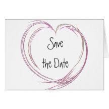 Pink Fractal Heart Save the Date Announcement Greeting Card