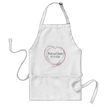 Pink Fractal Heart Wedding Apron