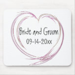 Pink Fractal Heart Wedding Mousepads