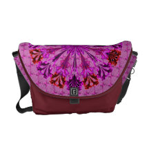 Pink Fractal Pattern Rickshaw Messenger Bag