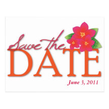 Pink Frangipani Save the Date Postcards