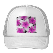 pink frangipani trucker hats
