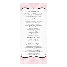 Pink French Lace Wedding Program Personalized Invites