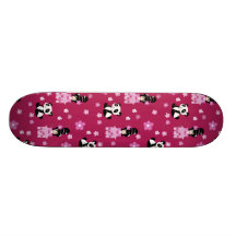 Pink Geisha Panda Flower Pattern Skate Board Deck