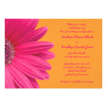 Pink Gerber Daisy and Orange Wedding Invitation