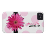 Pink Gerbera Daisy Polka Dot iPhone 4 Case